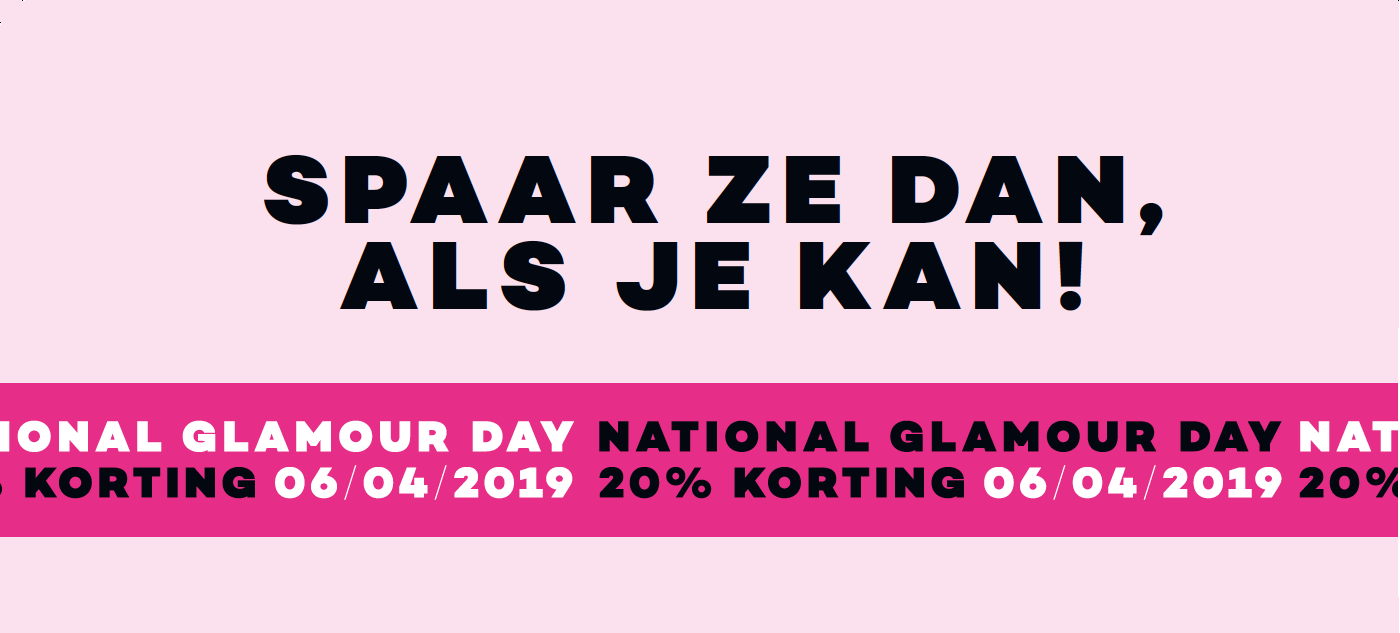 redactioneel parallel badge National Glamour Day april 2019: dit zijn alle kortingscodes - The Musthave  Factory